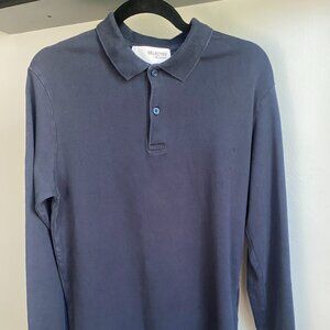 SELECTED HOMME LONG SLEEVE NAVY POLO SHIRT